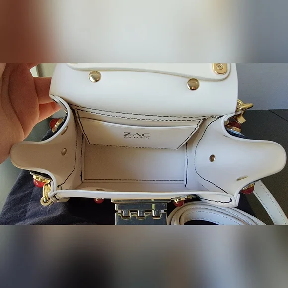 Zac Posen iconic floral appliqué leather Top handle leather crossbody bag- MINI - Picture 4 of 5